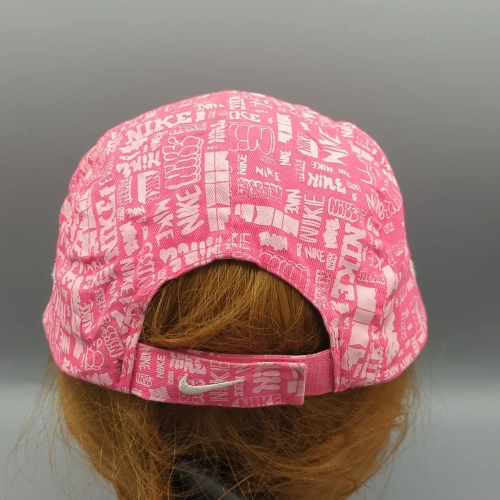 Nike Girls Adjustable Hat 5 Panel Cap Size 4-6X Pink Graphic White Swoosh